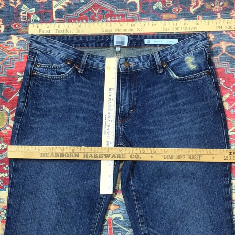 💠 SALT Works ‘Avenue A’ Blue Low Rise Flare Cotton Distressed Denim Sz.30 - Picture 4 of 9